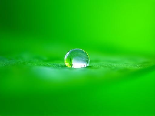 A macro shot of a pristine water droplet resting on a vibrant green leaf, symbolizing nature and water conservation.