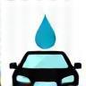Icon of a car silhouette with a prominent water droplet, symbolizing an eco-friendly car wash choice.