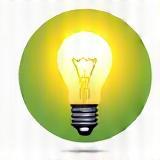 Icon of a bright, energy-efficient LED lightbulb with a green glow, symbolizing energy conservation.